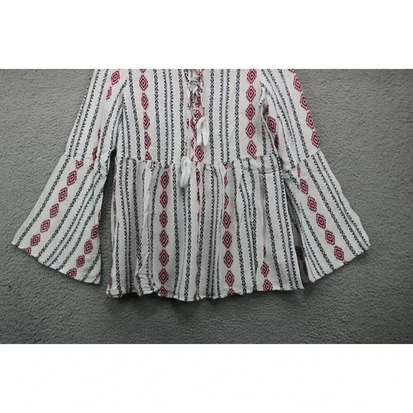 Promesa Aztec Bell Sleeves Tunic-Size Large Jrs.-Rayon-Tassels - Picture 3 of 11